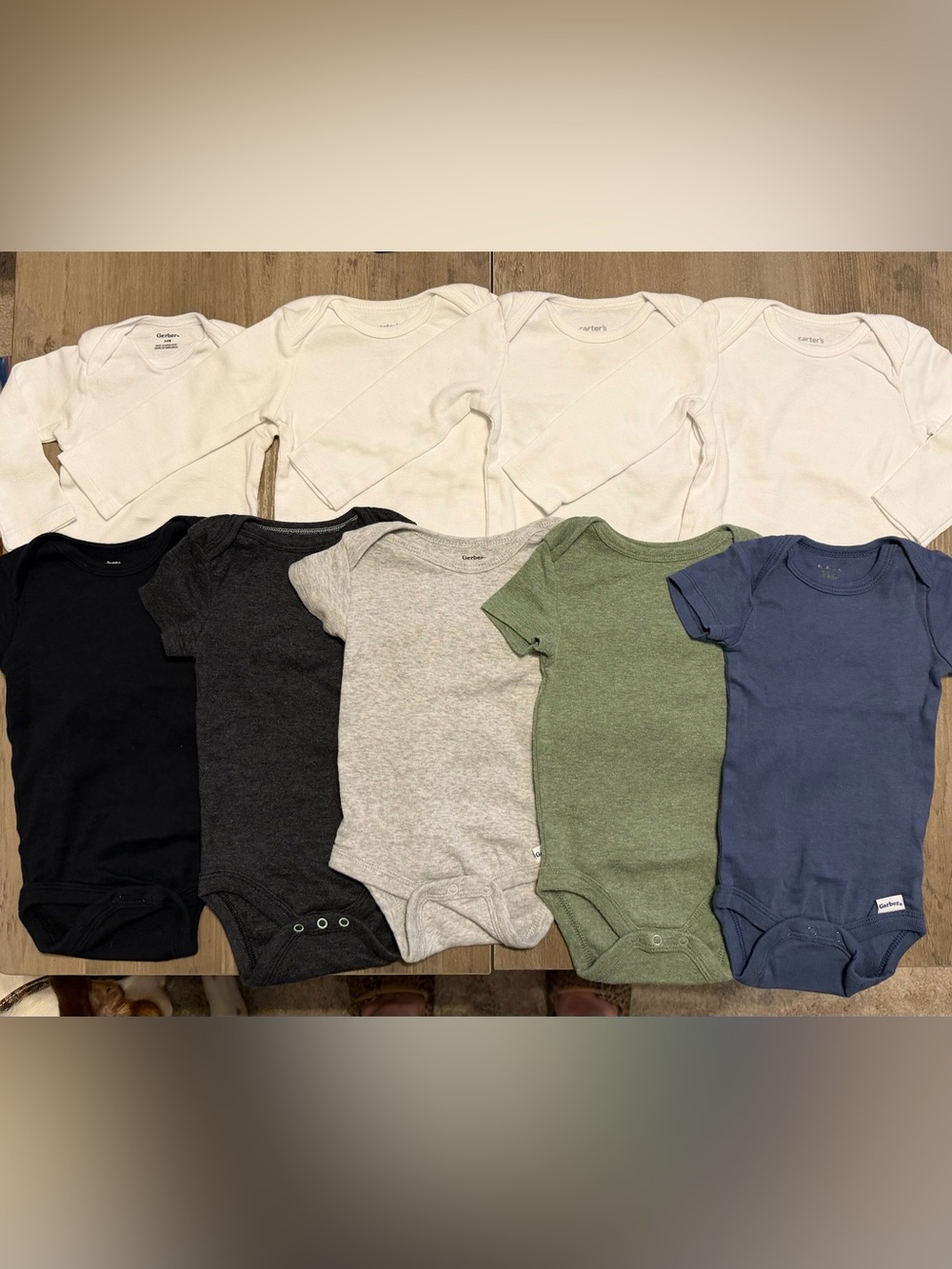 5-Pack Baby Short Sleeve Onesies & 4 Long Sleeve Onesies- Size 3-6 & 6 Months